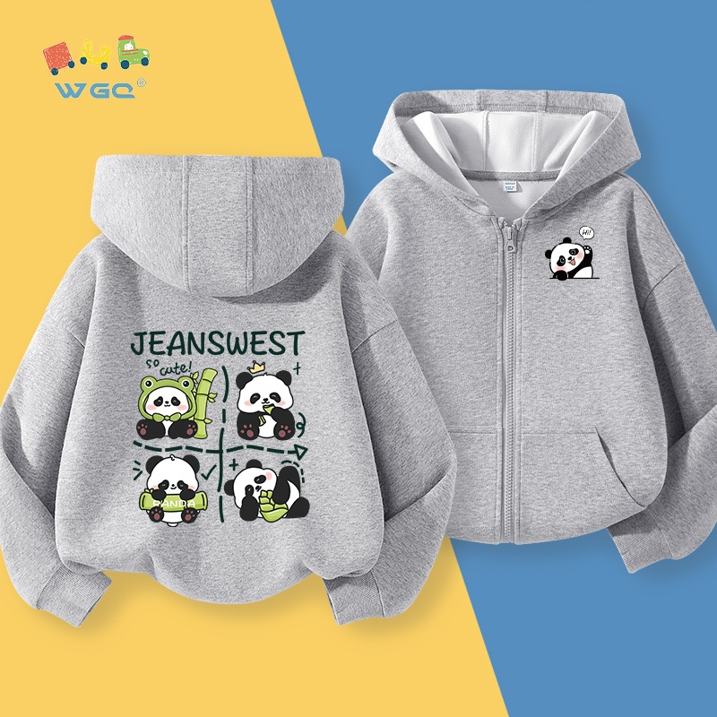 W.G.Q  Áo Hoodie bé gái , Áo khoác có dây kéo dày có mũ trùm đầu