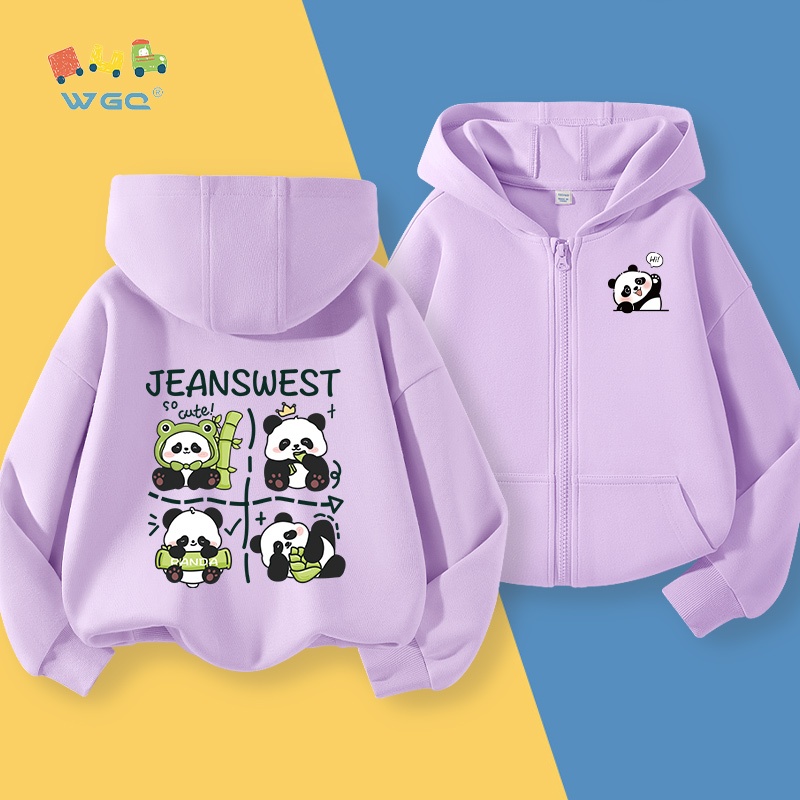 W.G.Q  Áo Hoodie bé gái , Áo khoác có dây kéo dày có mũ trùm đầu
