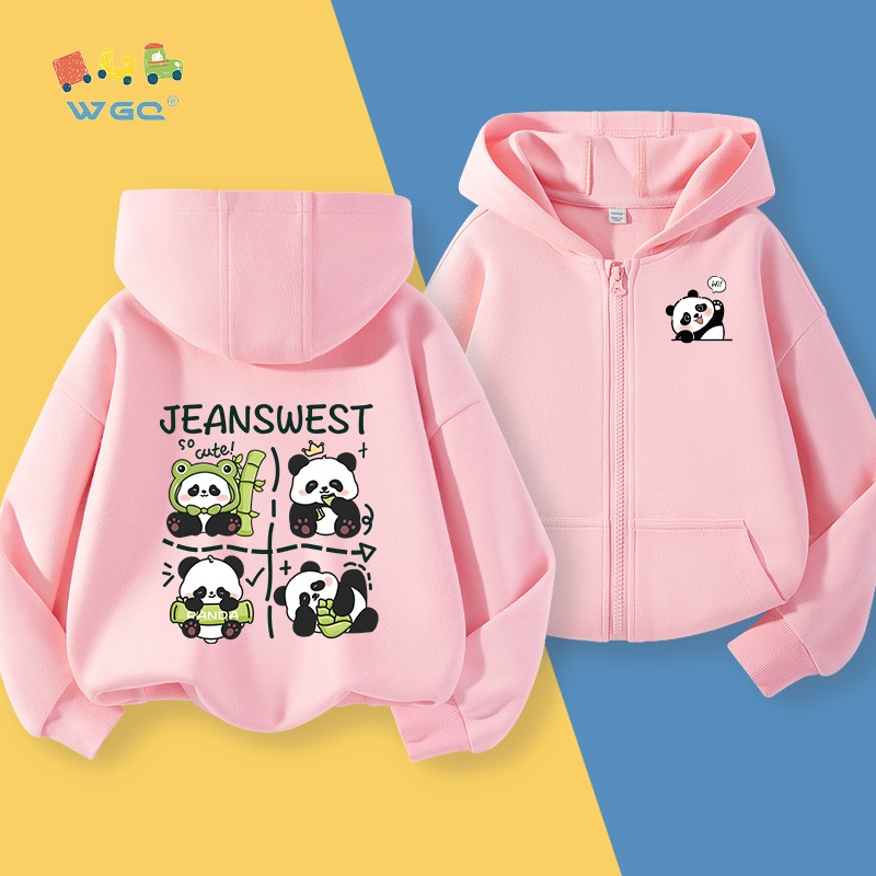 W.G.Q  Áo Hoodie bé gái , Áo khoác có dây kéo dày có mũ trùm đầu