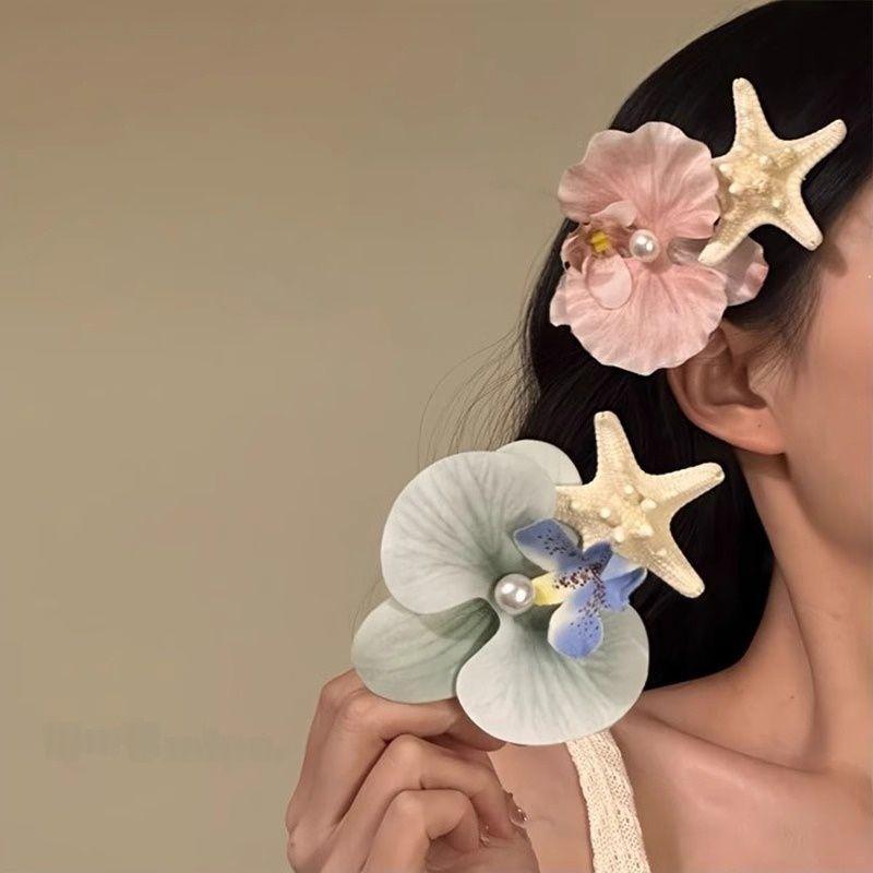 Kẹp tóc sao biển Phalaenopsis dành cho nữ, ngọt ngào và đa năng, phù hợp làm phụ kiện tóc trong mùa hè khi du lịch biển