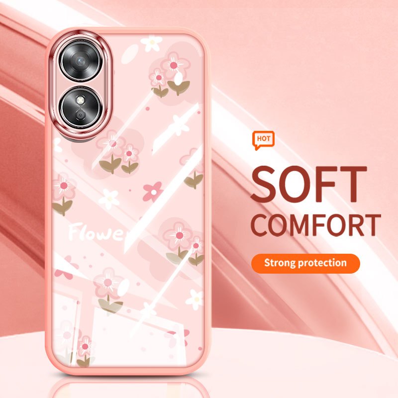 Ốp Điện Thoại Phong Cách Hoa YBD Cho OPPO A17 A17K A98 F23 A1 5G A1 Pro Reno 8T 4G 5G Họa Tiết Cổ Điển Vỏ Dưới Trong Suốt