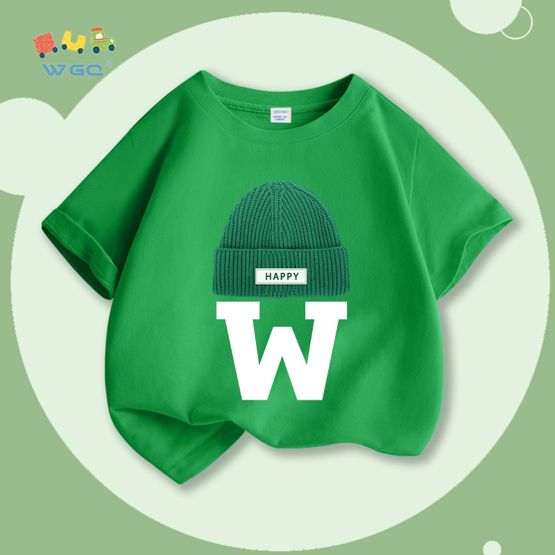 Áo thun bé trai / bé gái, vải Cotton nguyên chất in chữ, thích hợp cho trang phục thể thao ngoài trời đi học