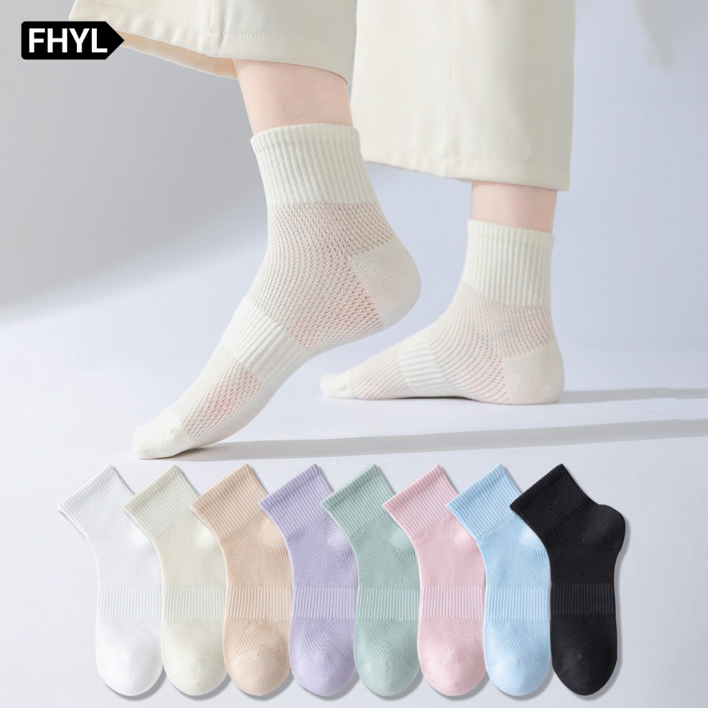 FHYL Vớ Lưới Cổ Trung Thoáng Khí Thấm Hút Mồ Hôi Năng Động Cho Nữ