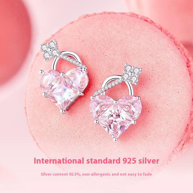 FanciMe Trái Tim Tình Yêu Khóa Bông Tai Sterling Bạc Hợp Thời Trang Sang Trọng Bông Tai Trang Sức Dành Cho Nữ
