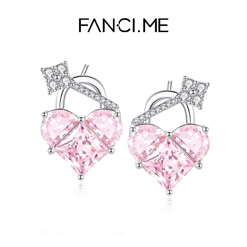 FanciMe Trái Tim Tình Yêu Khóa Bông Tai Sterling Bạc Hợp Thời Trang Sang Trọng Bông Tai Trang Sức Dành Cho Nữ