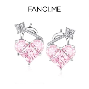 FanciMe Trái Tim Tình Yêu Khóa Bông Tai Sterling Bạc Hợp Thời Trang Sang Trọng Bông Tai Trang Sức Dành Cho Nữ