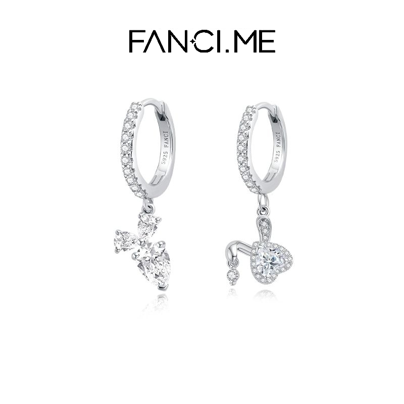 FanciMe Mật Ong Thỏ Bông Tai Bất Đối Xứng Bạc Sterling Cung Hoàng Đạo Thỏ Quà Tặng