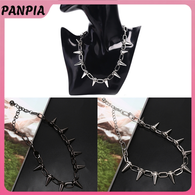 PANPIA-Mới Spike Đinh Tán Punk Cổ Vòng Cổ Goth Rock Biker Liên Kết Dây Chuyền Choker Trang Sức HEVN