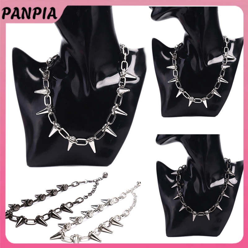 PANPIA-Mới Spike Đinh Tán Punk Cổ Vòng Cổ Goth Rock Biker Liên Kết Dây Chuyền Choker Trang Sức HEVN