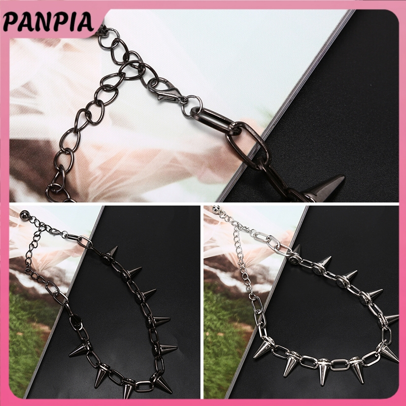 PANPIA-Mới Spike Đinh Tán Punk Cổ Vòng Cổ Goth Rock Biker Liên Kết Dây Chuyền Choker Trang Sức HEVN