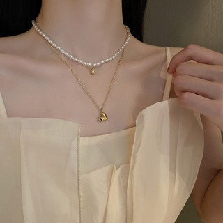 DREJEW Vòng cổ nơ ngọc trai nhân tạo mạ điện thật