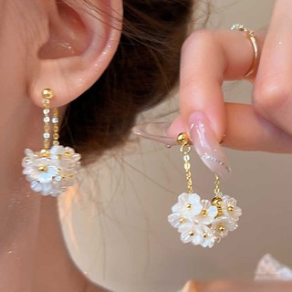 DREJEW Bông tai hoa cổ điển Pháp phong cách công chúa nhẹ nhàng bông tai thời trang sang trọng