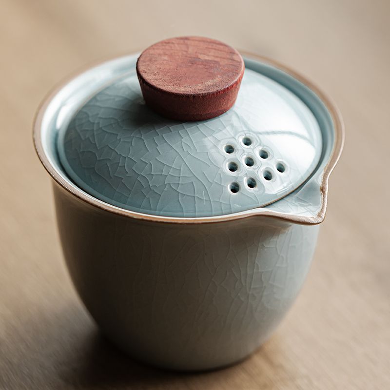 Bộ Trà Gốm Ru Kiln Ice Crack Cốc Nhanh Một Nồi Ba Cốc Có Túi Hộ Gia Đình / Du Lịch Bộ Trà Kung Fu