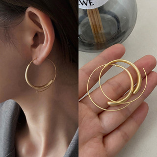 DREJEW 925 bạc kim loại hình tròn bông tai gió lạnh dành cho nữ Bông tai đơn giản khí chất Hàn Quốc