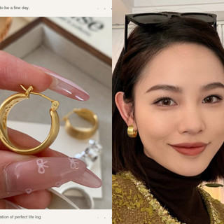 DREJEW 925 bạc kim loại hình tròn bông tai gió lạnh dành cho nữ Bông tai đơn giản khí chất Hàn Quốc