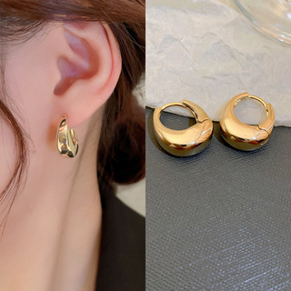 DREJEW 925 bạc kim loại hình tròn bông tai gió lạnh dành cho nữ Bông tai đơn giản khí chất Hàn Quốc