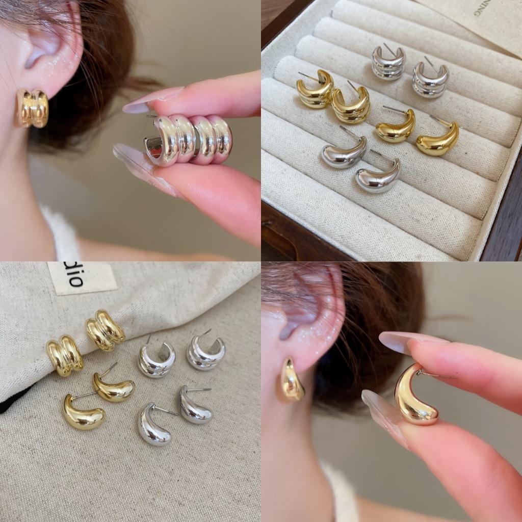 [JewBeautY] Dây chuyền và bông tai thép kim thiết kế giọt nước mịn mặt, phong cách thời trang châu âu và mỹ