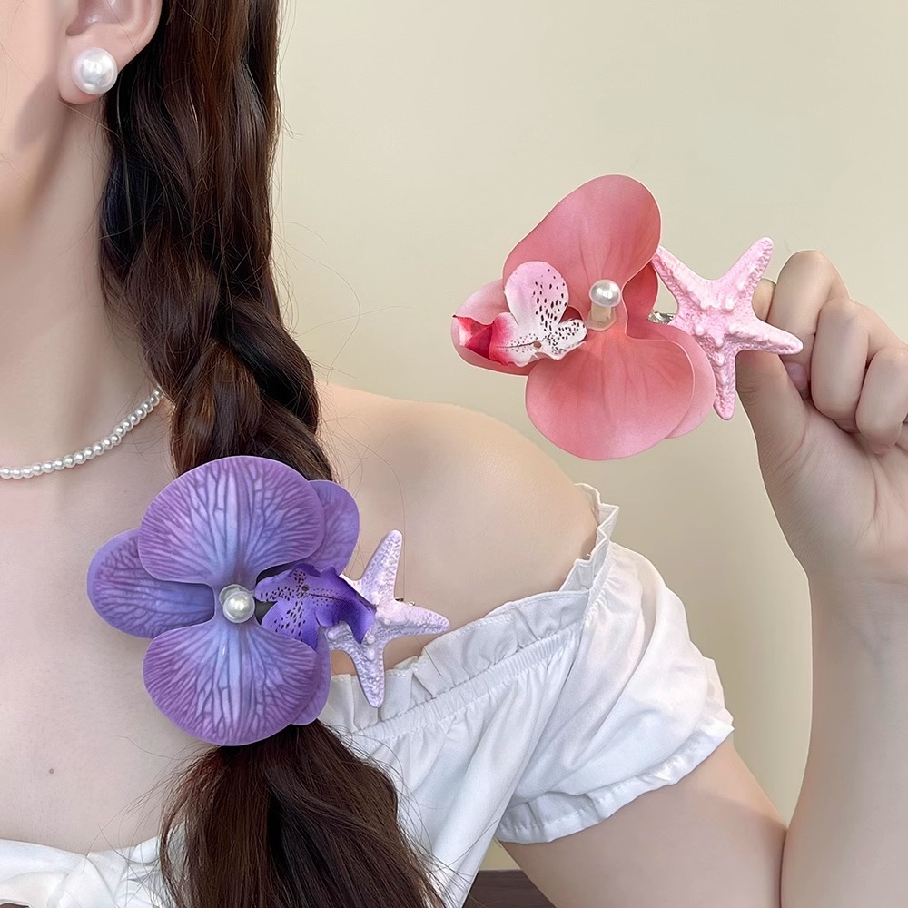 Kẹp tóc vỏ sao biển màu sắc tươi sáng - Phụ kiện tóc xinh xắn cho mùa hè