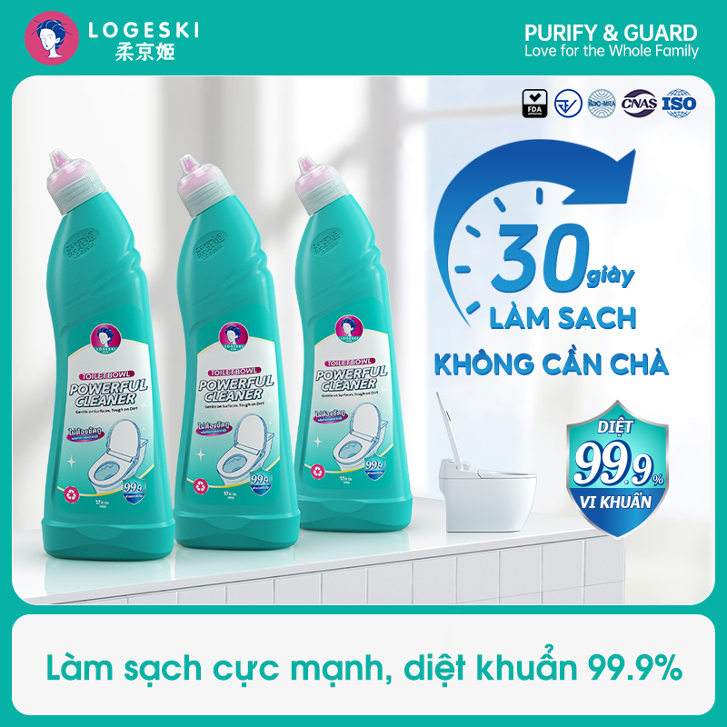 Nước tẩy nhà tắm Logeski siêu tẩy mạnh, không cần chà, diệt khuẩn khử mùi, an toàn sử dụng