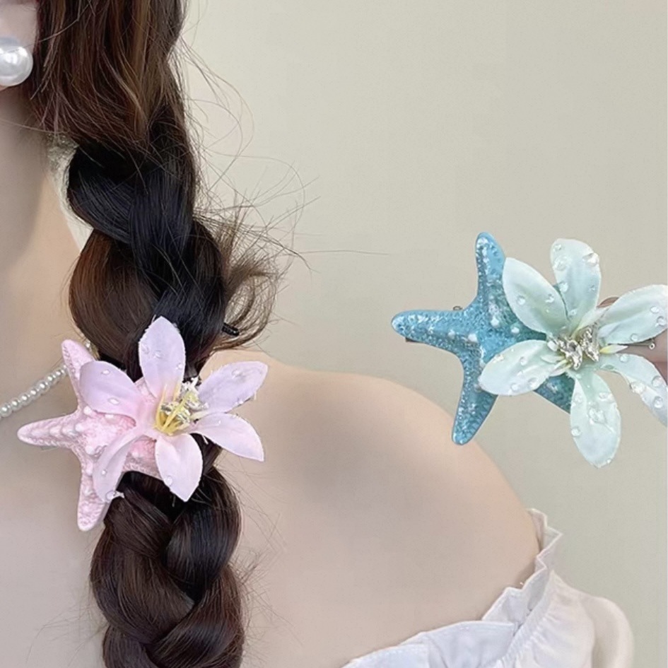 Kẹp tóc vỏ sao biển màu sắc tươi sáng - Phụ kiện tóc xinh xắn cho mùa hè