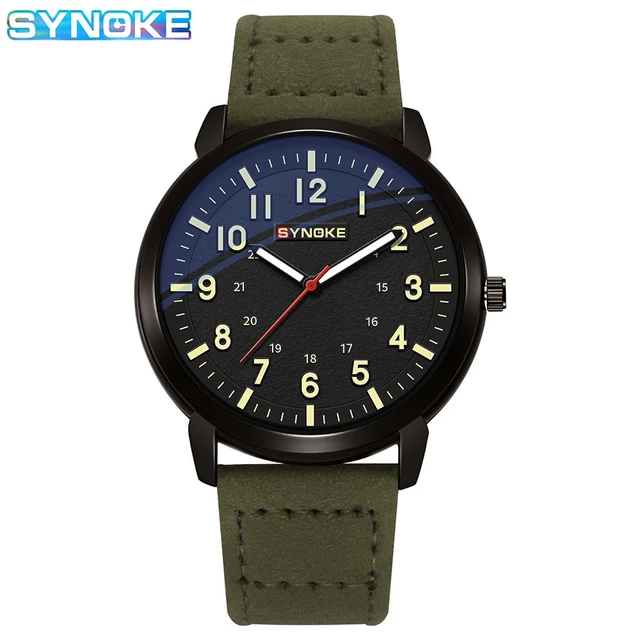 Đồng hồ nam SYNOKE Thời trang Dây da thông thường Mặt vuông Đồng hồ thạch anh đơn giản Đồng hồ thanh niên Mặt số lớn Đồng hồ da PU thông thường Đồng hồ vuông Mặt số lớn Đồng hồ nam