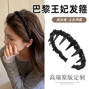 Lưới Hàn Quốc quấn hạt thủy tinh, băng đô có răng thời trang nữ