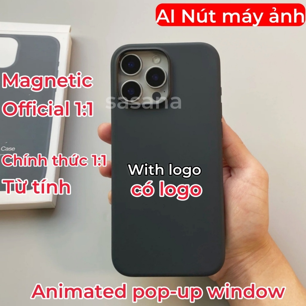 [Chất lượng hàng đầu chính thức 1: 1] Silicone lỏng từ tính cho iphone 16 / 15 / 14 / Pro / Pro Max / Plus / ốp điện thoại Hoạt hình bật lên được trang bị nút điều khiển máy ảnh