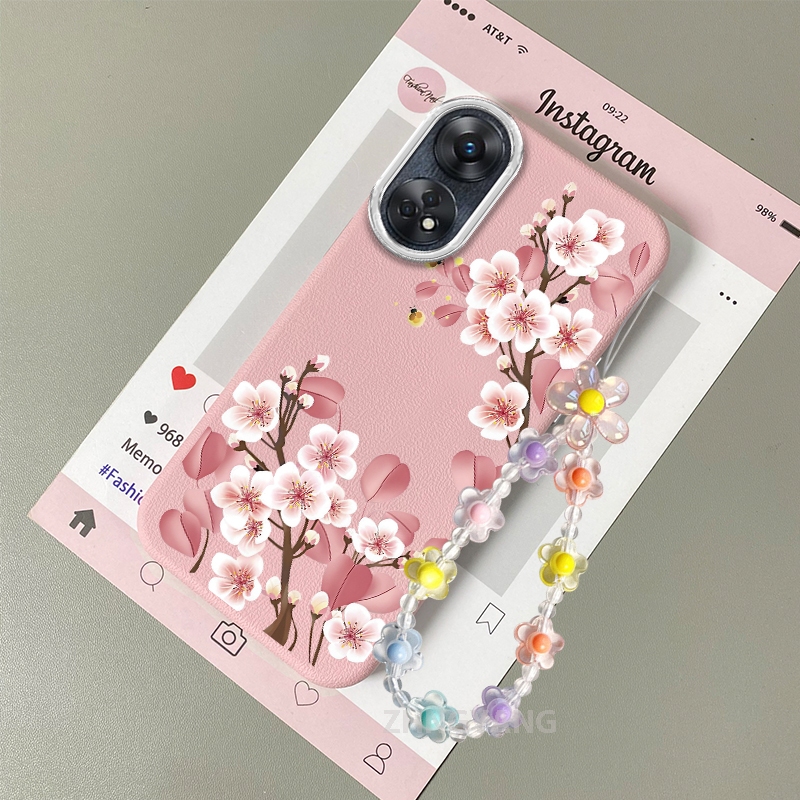 Ốp Lưng Cho OPPO reno 8T 4G reno 8T 5G Vỏ Điện Thoại Hoạt Hình Chống Sốc Da Cảm Ứng Với Họa Tiết Hoa Thẩm Mỹ Và Dễ Thương Thiết Kế Mới Vòng Tay Pha Lê Miễn Phí