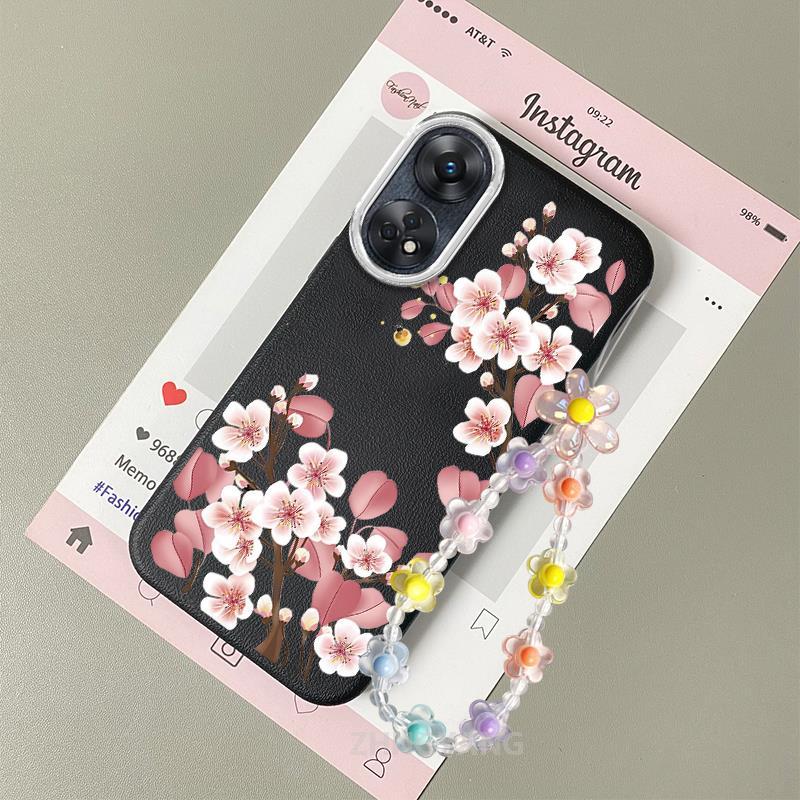 Ốp Lưng Cho OPPO reno 8T 4G reno 8T 5G Vỏ Điện Thoại Hoạt Hình Chống Sốc Da Cảm Ứng Với Họa Tiết Hoa Thẩm Mỹ Và Dễ Thương Thiết Kế Mới Vòng Tay Pha Lê Miễn Phí