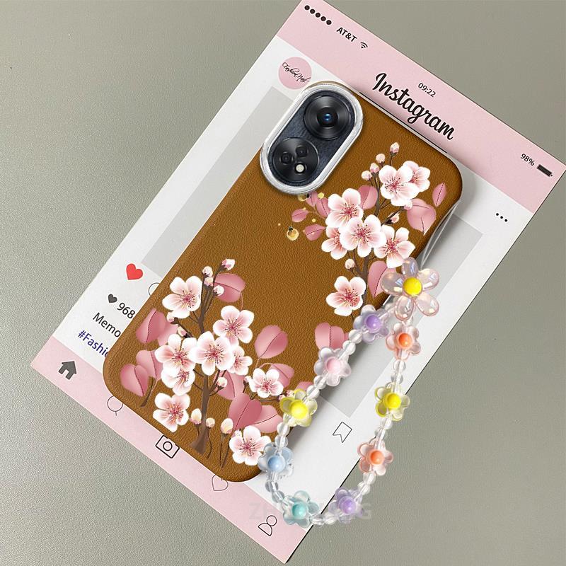 Ốp Lưng Cho OPPO reno 8T 4G reno 8T 5G Vỏ Điện Thoại Hoạt Hình Chống Sốc Da Cảm Ứng Với Họa Tiết Hoa Thẩm Mỹ Và Dễ Thương Thiết Kế Mới Vòng Tay Pha Lê Miễn Phí