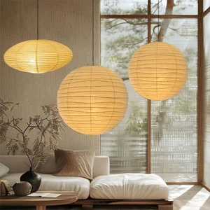 AIMI Đèn Lồng Giấy Tròn Đèn Chùm Giấy Gạo Cổ Điển Phong Cách Nhật Bản Đèn Trang Trí Phong Cách Wabi-sabi Thích Hợp Cho Nhà Hàng Nhà Bếp Phòng Khách Phòng Ngủ