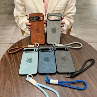 Dành cho Ốp điện thoại Google Pixel 9A 7 9 Pro 10 Pro XL 8 8A 7A 9 Pro XL 7 Pro 8 Pro 10 10 Pro, lá phong da cừu có dây treo, vỏ bảo vệ điện thoại chống rơi và chống sốc