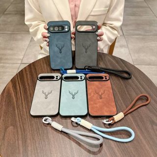 Dành cho Ốp điện thoại Google Pixel 9A 7 9 Pro 10 Pro XL 8 8A 9 Pro XL 9 8 Pro 7A 7 Pro, đầu hươu da cừu có dây treo, vỏ bảo vệ điện thoại chống rơi và sốc
