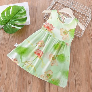 MuyoNowo Bé Gái Không Tay Hoa Sundress Size 90 Đầm Chữ A Mùa Hè Cho Bé