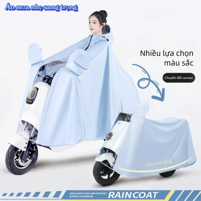 2025 - Áo mưa hạng nhẹ sang trọng，Áo mưa đi xe máy điện che phủ toàn thân vành đôi chắn nước,Áo mưa phù hợp cho nam và nữ，Có thể chuyển thành Bạt Phủ Xe Máy