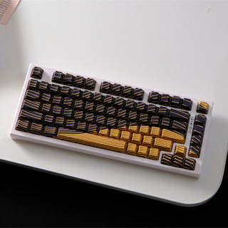 Vàng đen gợn sóng bên cạnh tỏa sáng qua Keycaps PBT Dye-sub Cherry Profile Keycap Tùy chỉnh Keycaps Tương thích với Cherry Gateron MX Switch