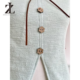 ZHELIHANGFEI Áo thun nữ tay ngắn cổ chữ V màu xanh lá cây phiên bản Hàn Quốc