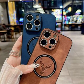 Dành cho iPhone 16 Pro Max 16 15 Pro Max 16E 15 Plus 14 Ốp điện thoại, dây hút từ tính không đuôi đầu hươu da cừu có dây treo, vỏ bảo vệ điện thoại chống rơi và chống sốc