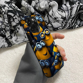 Ốp điện thoại 2 trong 1 dễ thương Minions Apple 16 Pro iPhone 15 Pro Max Phim mới 14 / 13 Sáng tạo 12 / 11 Pro Max 7 / 8 Plus Vỏ điện thoại bóng hai lớp