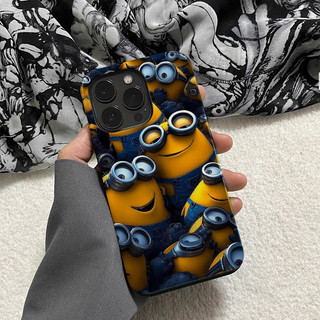 Ốp điện thoại 2 trong 1 dễ thương Minions Apple 16 Pro iPhone 15 Pro Max Phim mới 14 / 13 Sáng tạo 12 / 11 Pro Max 7 / 8 Plus Vỏ điện thoại bóng hai lớp