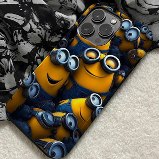Ốp điện thoại 2 trong 1 dễ thương Minions Apple 16 Pro iPhone 15 Pro Max Phim mới 14 / 13 Sáng tạo 12 / 11 Pro Max 7 / 8 Plus Vỏ điện thoại bóng hai lớp