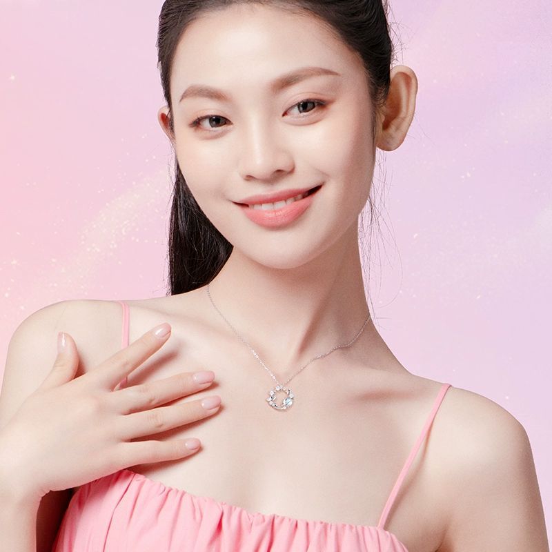 Vòng cổ bạc bằng đá tráng men màu xanh FanciMe Quà tặng tối giản sang trọng dành cho nữ
