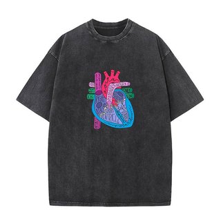 Trái Tim Giải Phẫu Áo Nam Nữ Bác Sĩ Cardiologist Áo Thun Điều Dưỡng Tee Nhân Quả Cotton Rửa Vintage Tay Ngắn Cổ Tròn Áo Thun Quần Áo
