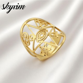 SKYRIM Titan Thép Không Gỉ Vàng Nhẫn Chéo Samsung Heap Điều Chỉnh Mở Trang Sức