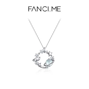 Vòng cổ bạc bằng đá tráng men màu xanh FanciMe Quà tặng tối giản sang trọng dành cho nữ