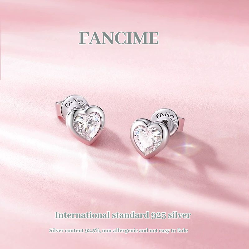 Bông tai đính đá tối giản bằng bạc FanciMe Quà tặng thiết kế thanh lịch cao cấp
