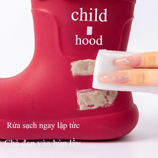 Giày đi mưa mùa hè cho trẻ em gái, ống cao chống nước, không trượt, giày nước hoạt hình cho học sinh