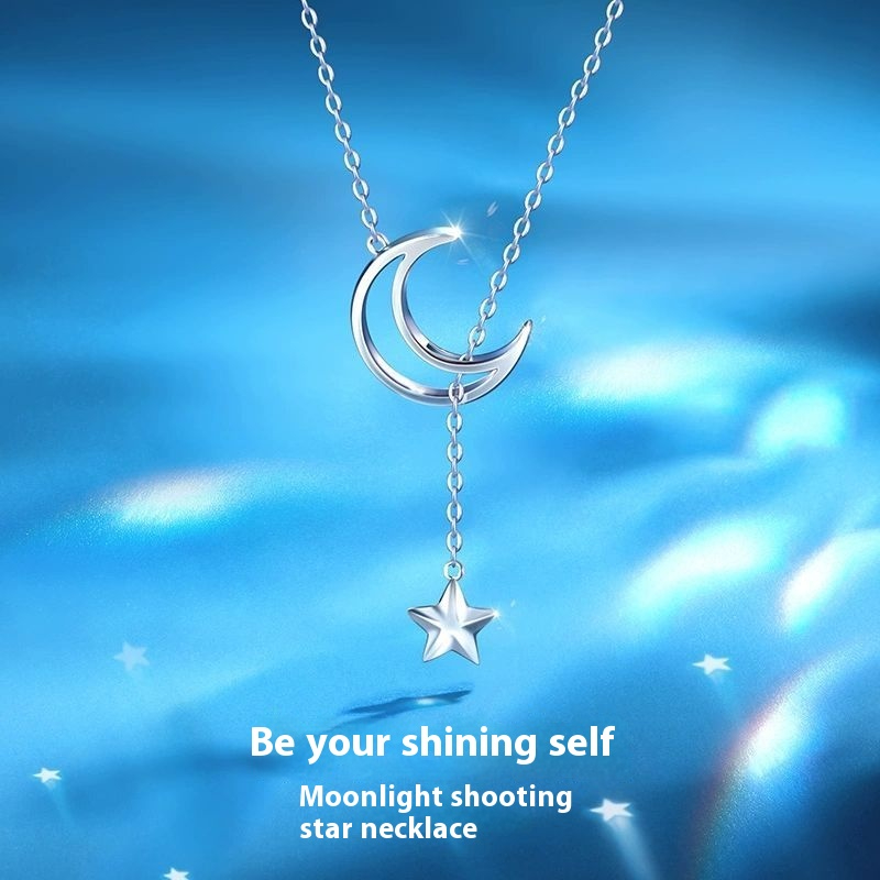 FanciMe Sterling Bạc Mặt Trăng Ngôi Sao Vòng Cổ Sang Trọng Thanh Lịch Xương Đòn Dây Chuyền Quà Tặng Sinh Nhật