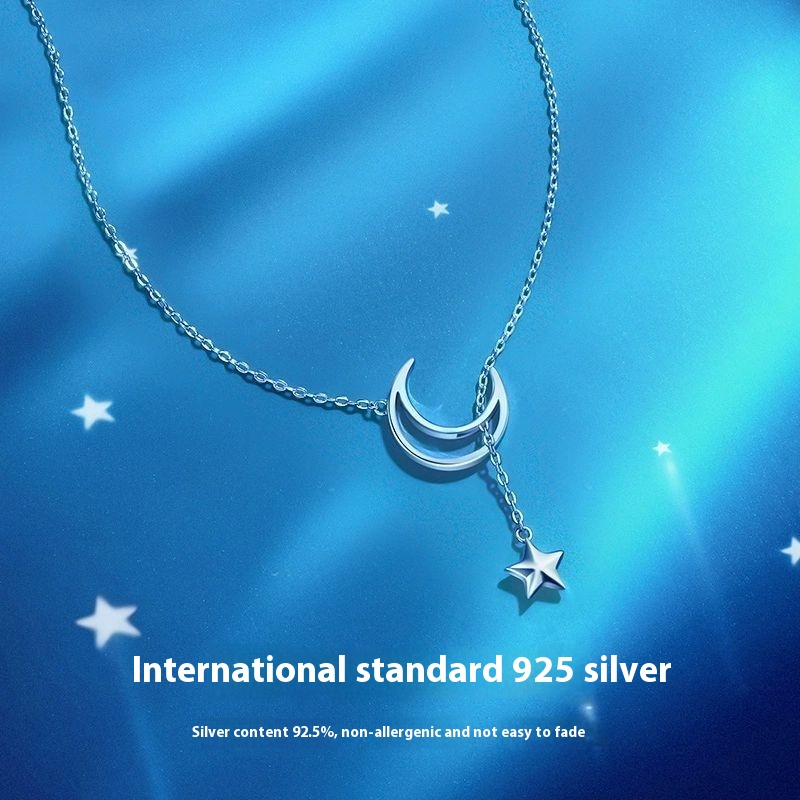 FanciMe Sterling Bạc Mặt Trăng Ngôi Sao Vòng Cổ Sang Trọng Thanh Lịch Xương Đòn Dây Chuyền Quà Tặng Sinh Nhật