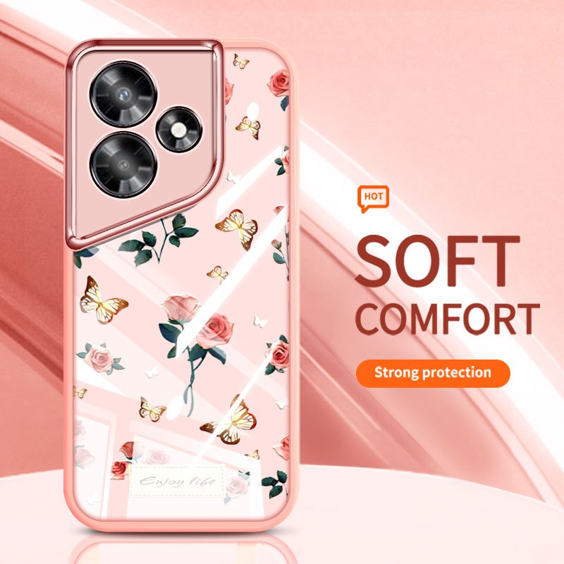 YBD Cho Tecno Pova 7 Pova 6 Pro Pova 6 Neo LJ6 LI9 Ốp Điện Thoại Vintage Hoa Hồng Nhiều Màu Sắc Bướm